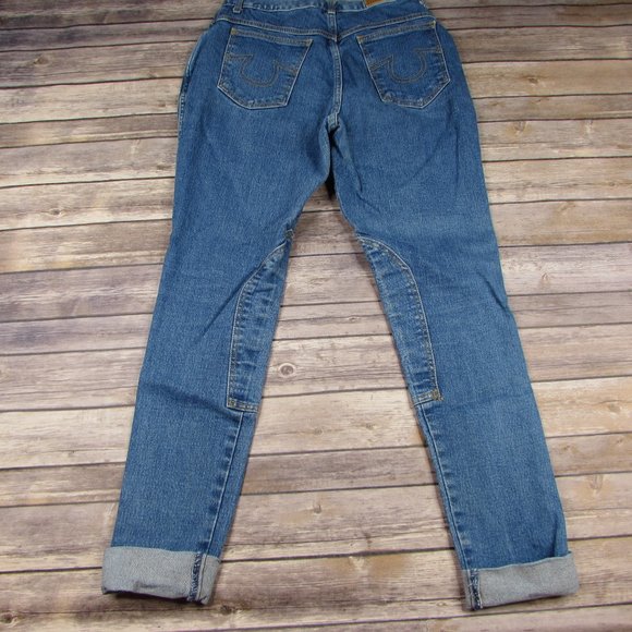 Hac Tac Jodhpurs Blue Denim Raw Hem High Rise 10 - Picture 2 of 10